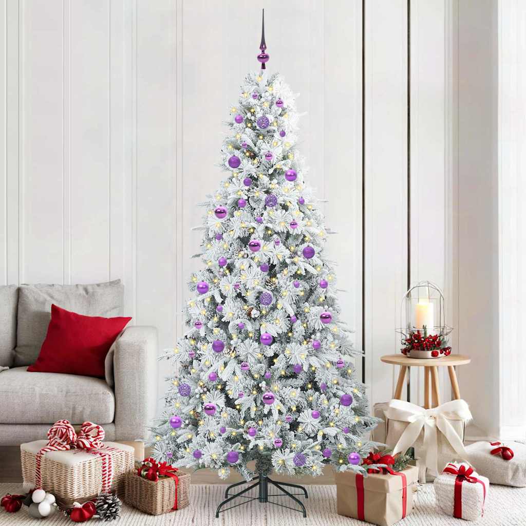 vidaXL Artificial Hinged Christmas Tree White 210 cm PE and PVC 1