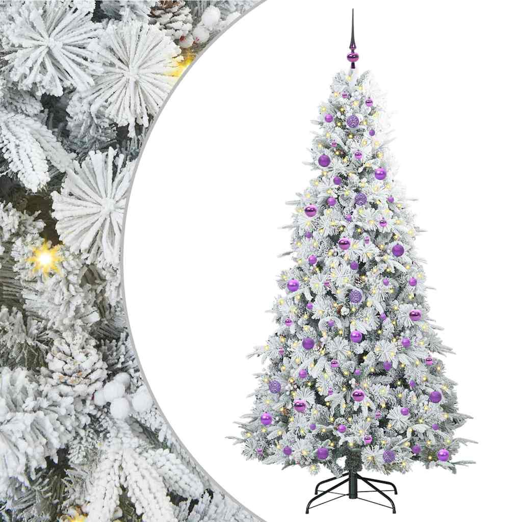 vidaXL Artificial Hinged Christmas Tree White 210 cm PE and PVC 2