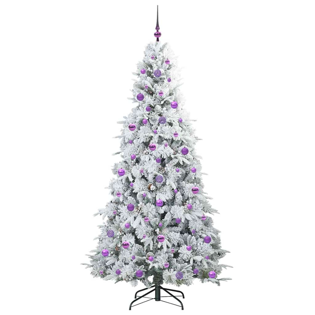 vidaXL Artificial Hinged Christmas Tree White 210 cm PE and PVC 4