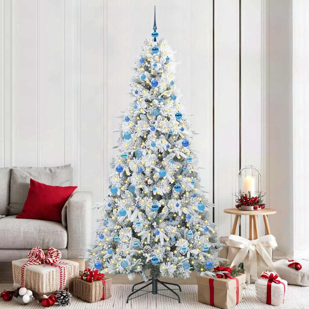 vidaXL Artificial Hinged Christmas Tree White 210 cm PE and PVC 1