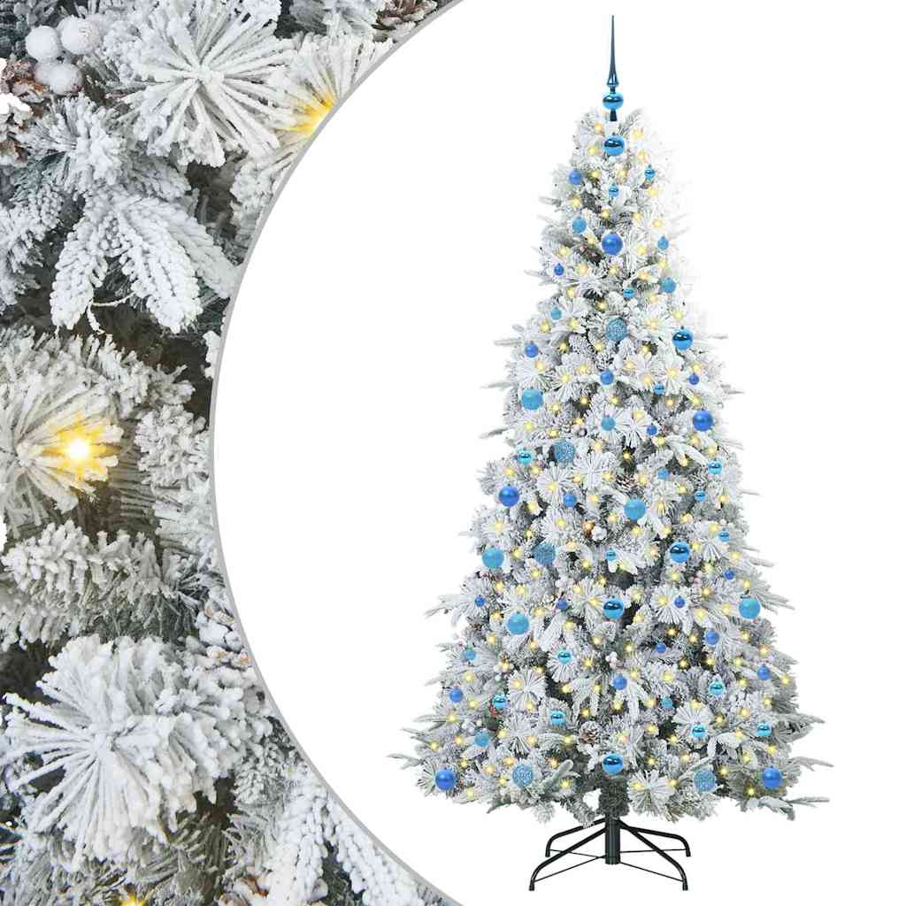 vidaXL Artificial Hinged Christmas Tree White 210 cm PE and PVC 2