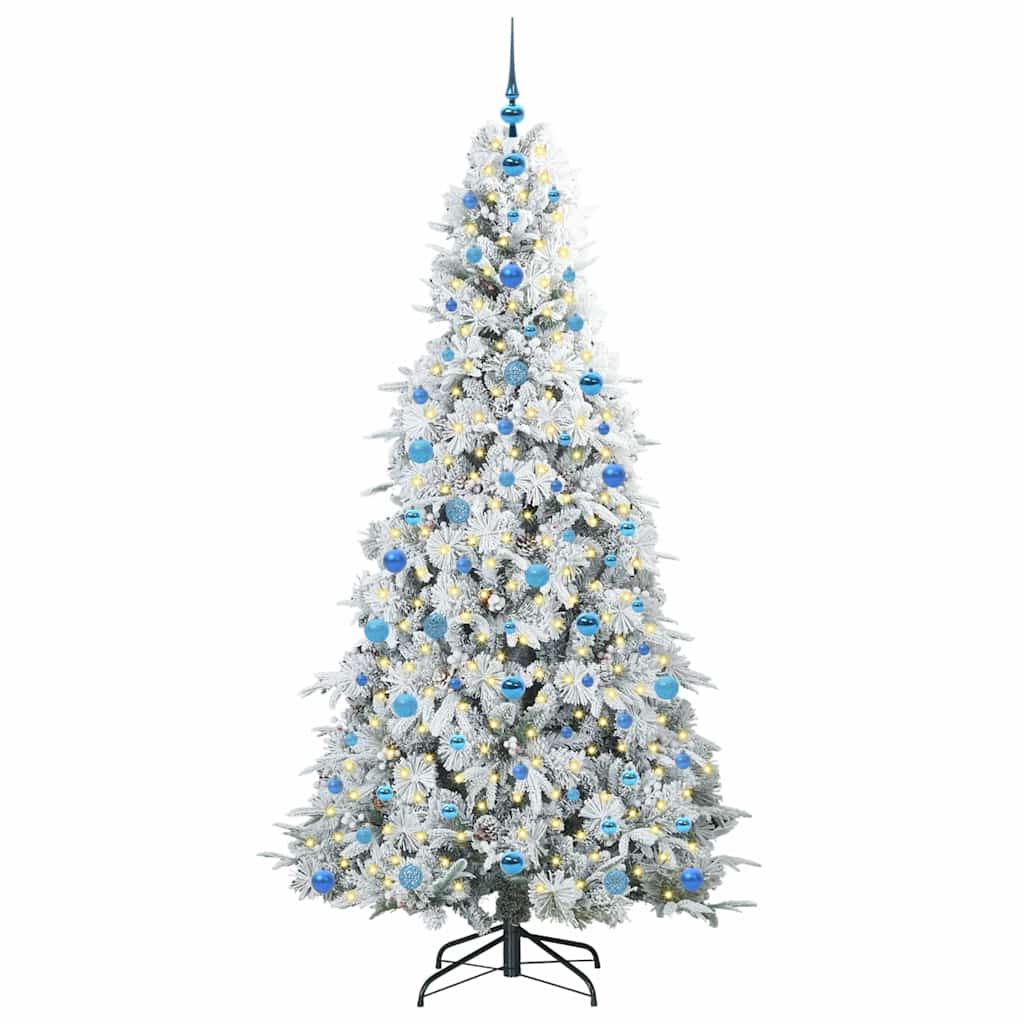vidaXL Artificial Hinged Christmas Tree White 210 cm PE and PVC 3