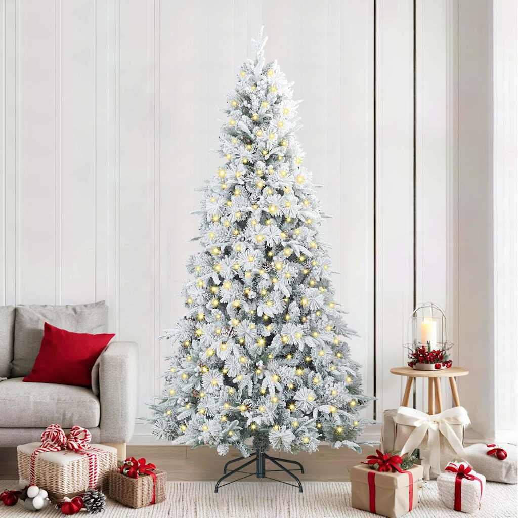 vidaXL Artificial Hinged Christmas Tree White 240 cm PE and PVC 1
