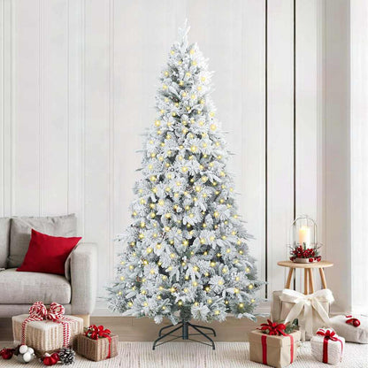 vidaXL Artificial Hinged Christmas Tree White 240 cm PE and PVC 1