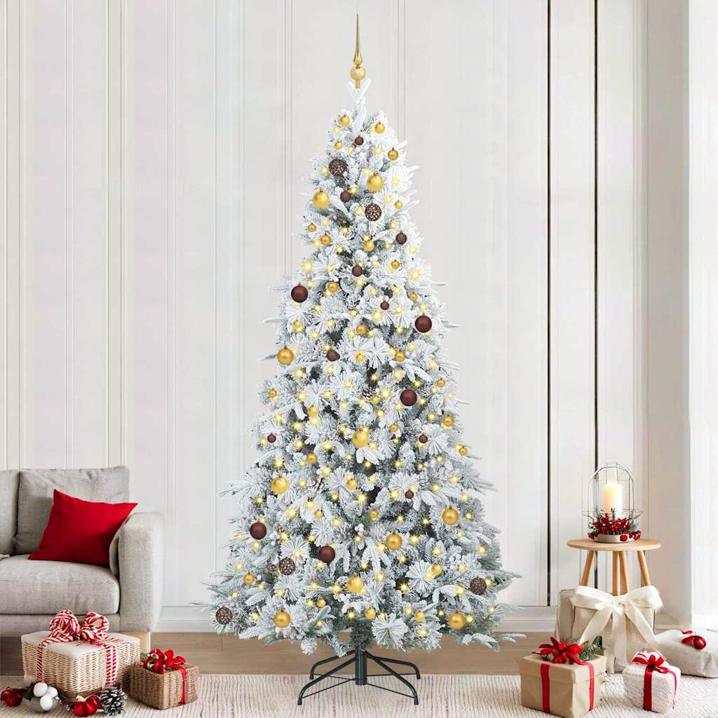 vidaXL Artificial Hinged Christmas Tree White 240 cm PE and PVC 1