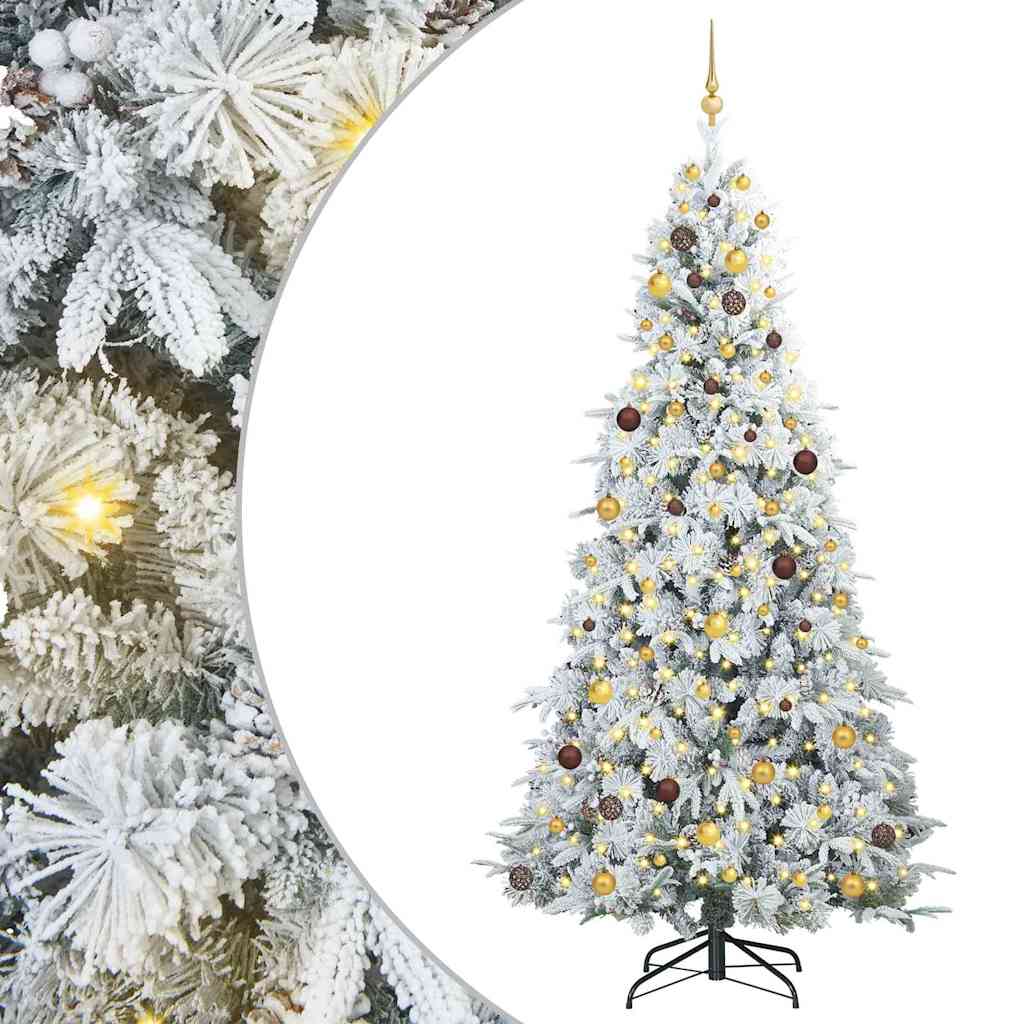 vidaXL Artificial Hinged Christmas Tree White 240 cm PE and PVC 2