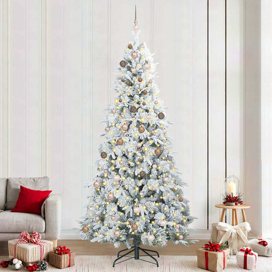 vidaXL Artificial Hinged Christmas Tree White 240 cm PE and PVC 1