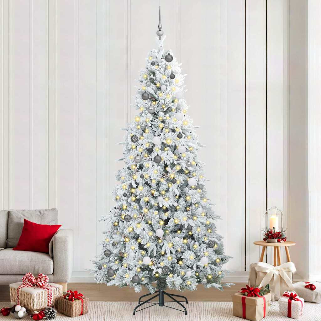 vidaXL Artificial Hinged Christmas Tree White 240 cm PE and PVC 1