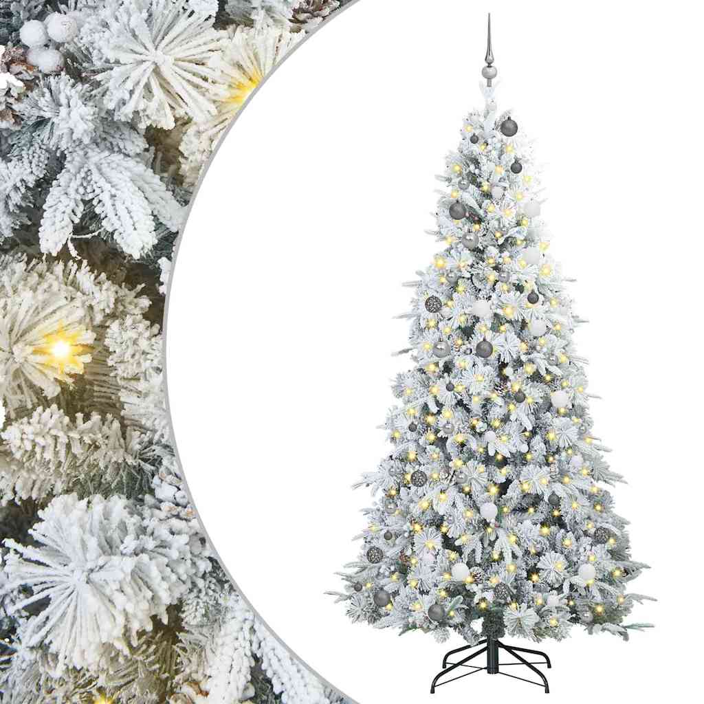 vidaXL Artificial Hinged Christmas Tree White 240 cm PE and PVC 2