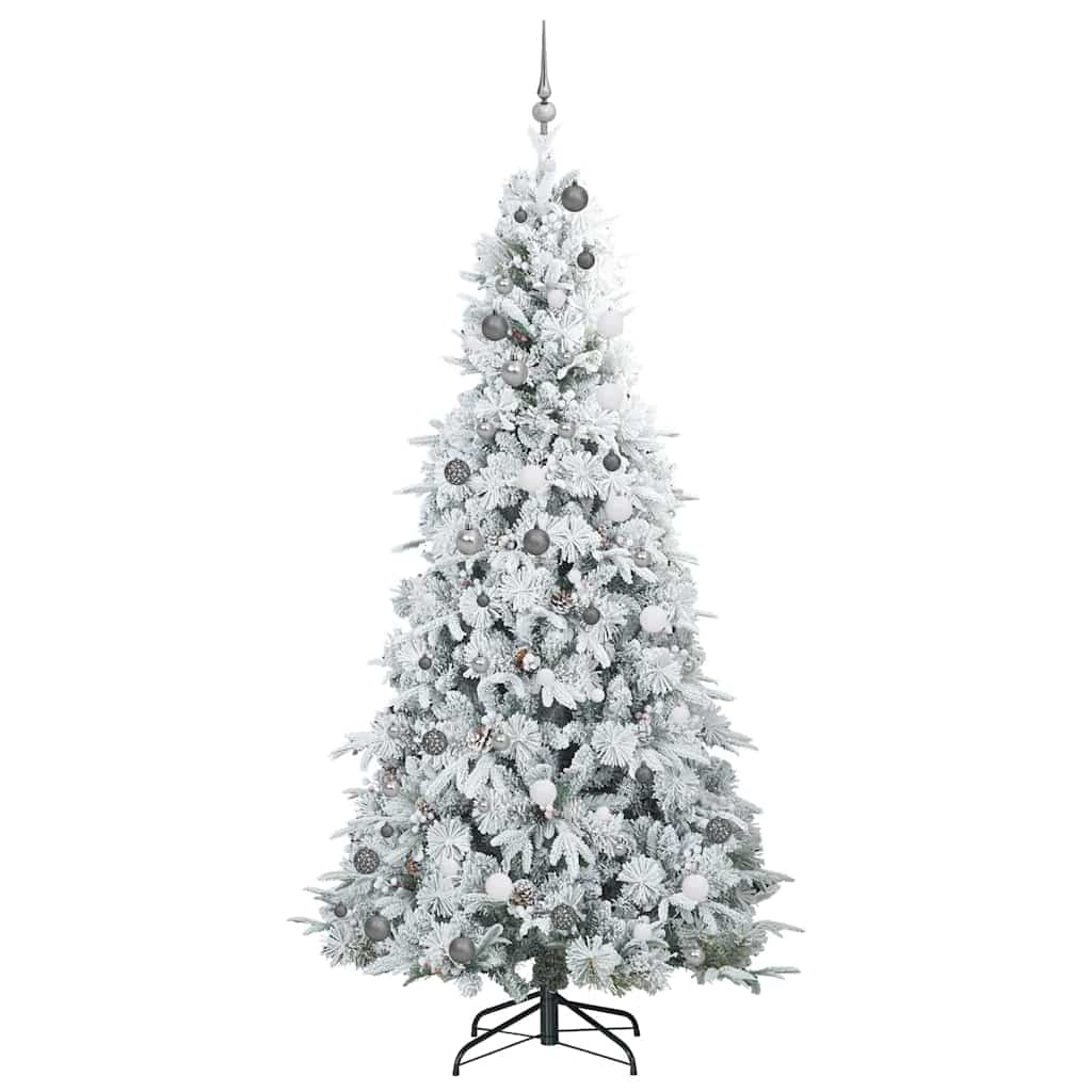 vidaXL Artificial Hinged Christmas Tree White 240 cm PE and PVC 4