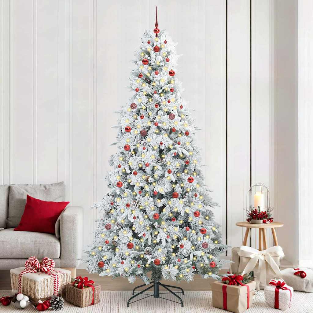 vidaXL Artificial Hinged Christmas Tree White 240 cm PE and PVC 1