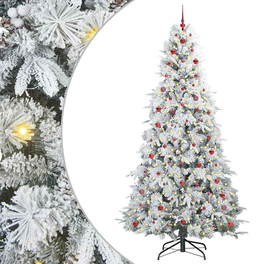 vidaXL Artificial Hinged Christmas Tree White 240 cm PE and PVC 2