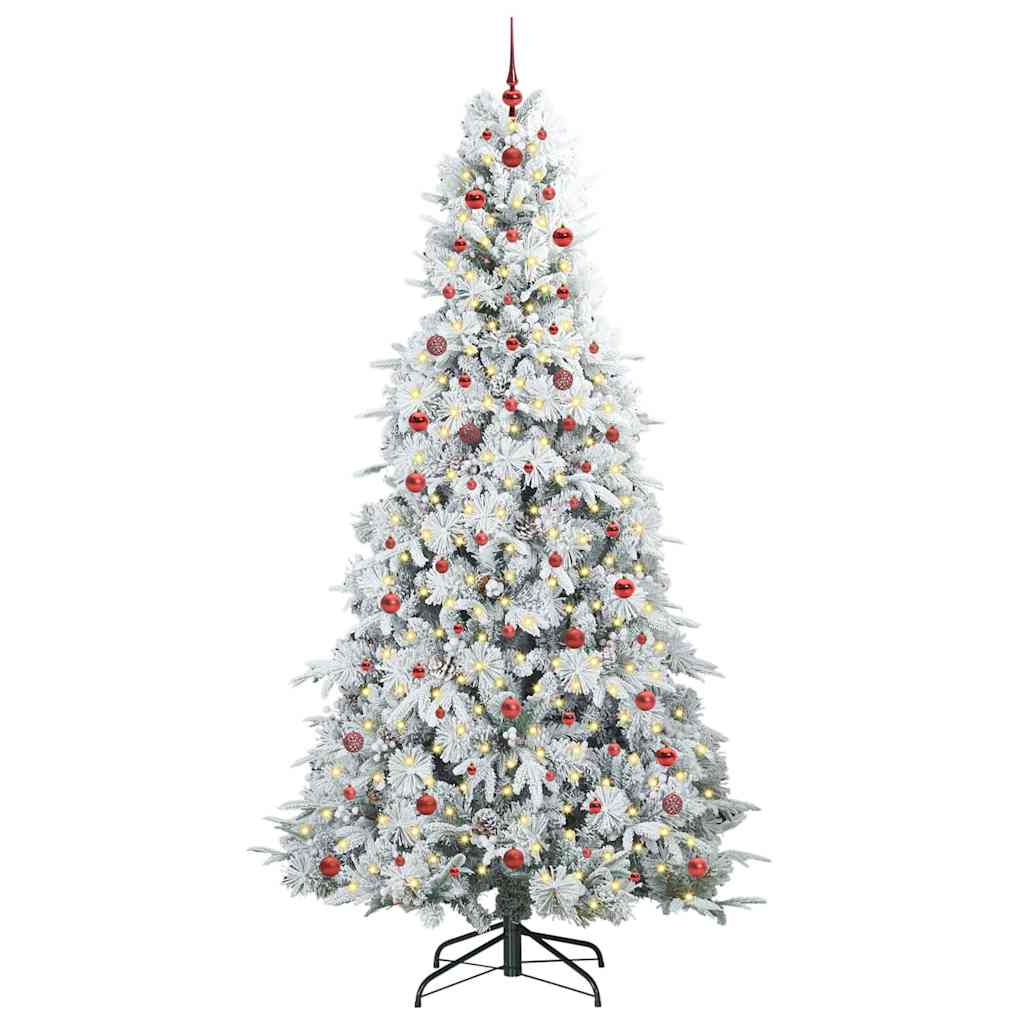 vidaXL Artificial Hinged Christmas Tree White 240 cm PE and PVC 3