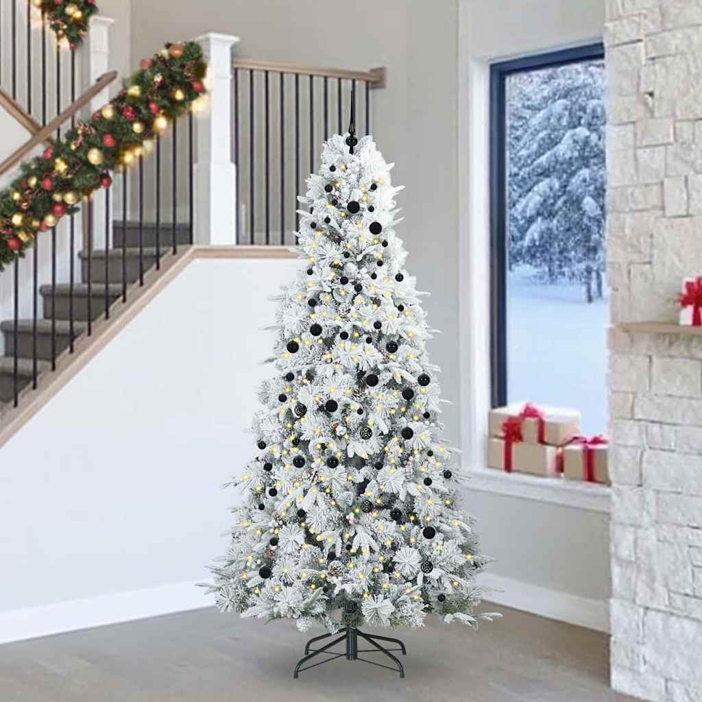 vidaXL Artificial Hinged Christmas Tree White 240 cm PE and PVC 1