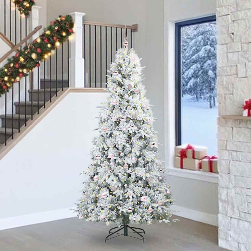vidaXL Artificial Hinged Christmas Tree White 240 cm PE and PVC 1