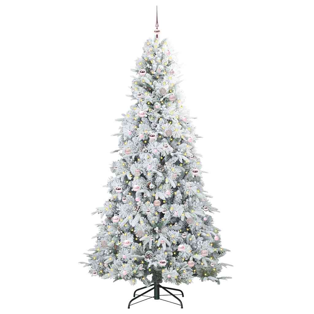 vidaXL Artificial Hinged Christmas Tree White 240 cm PE and PVC 3