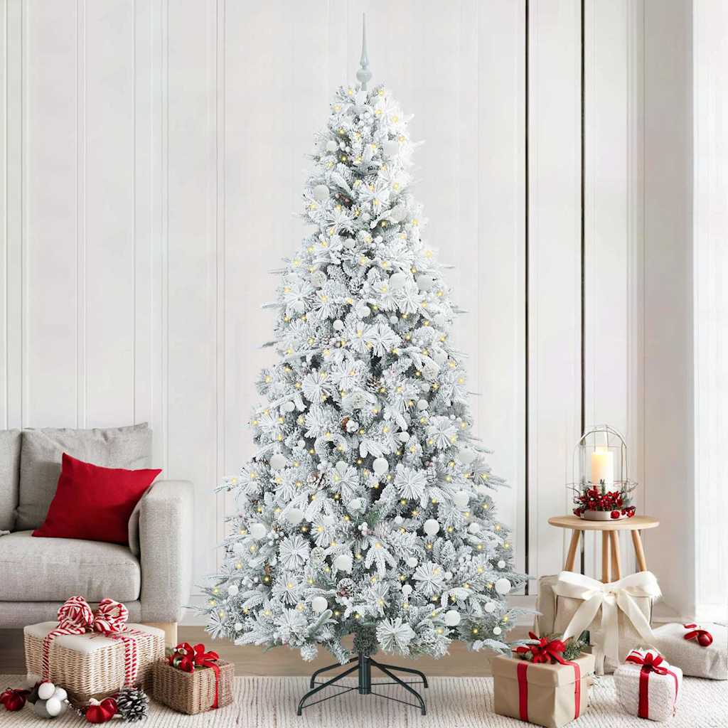 vidaXL Artificial Hinged Christmas Tree White 240 cm PE and PVC 1