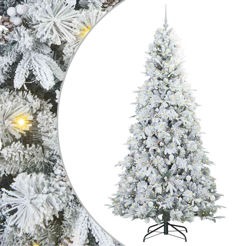 vidaXL Artificial Hinged Christmas Tree White 240 cm PE and PVC 2