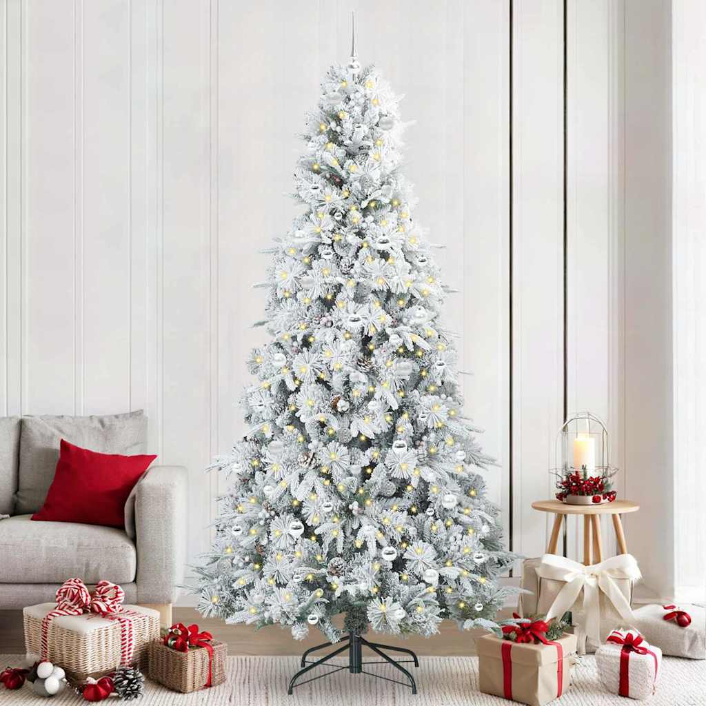 vidaXL Artificial Hinged Christmas Tree White 240 cm PE and PVC 1