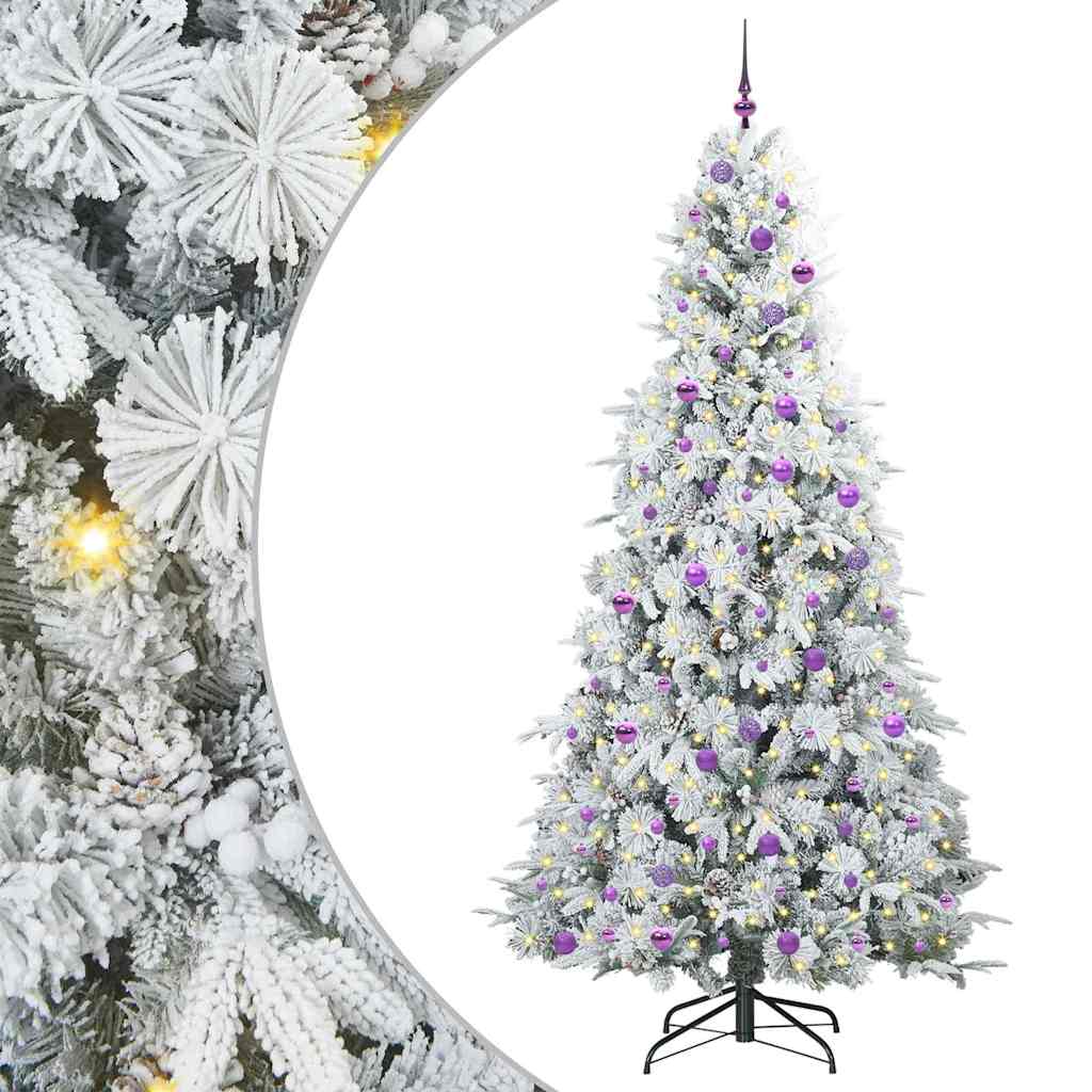 vidaXL Artificial Hinged Christmas Tree White 240 cm PE and PVC 2