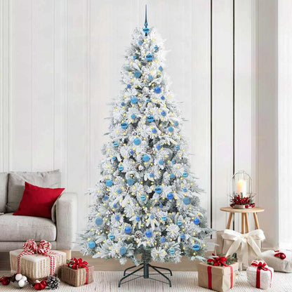 vidaXL Artificial Hinged Christmas Tree White 240 cm PE and PVC 1