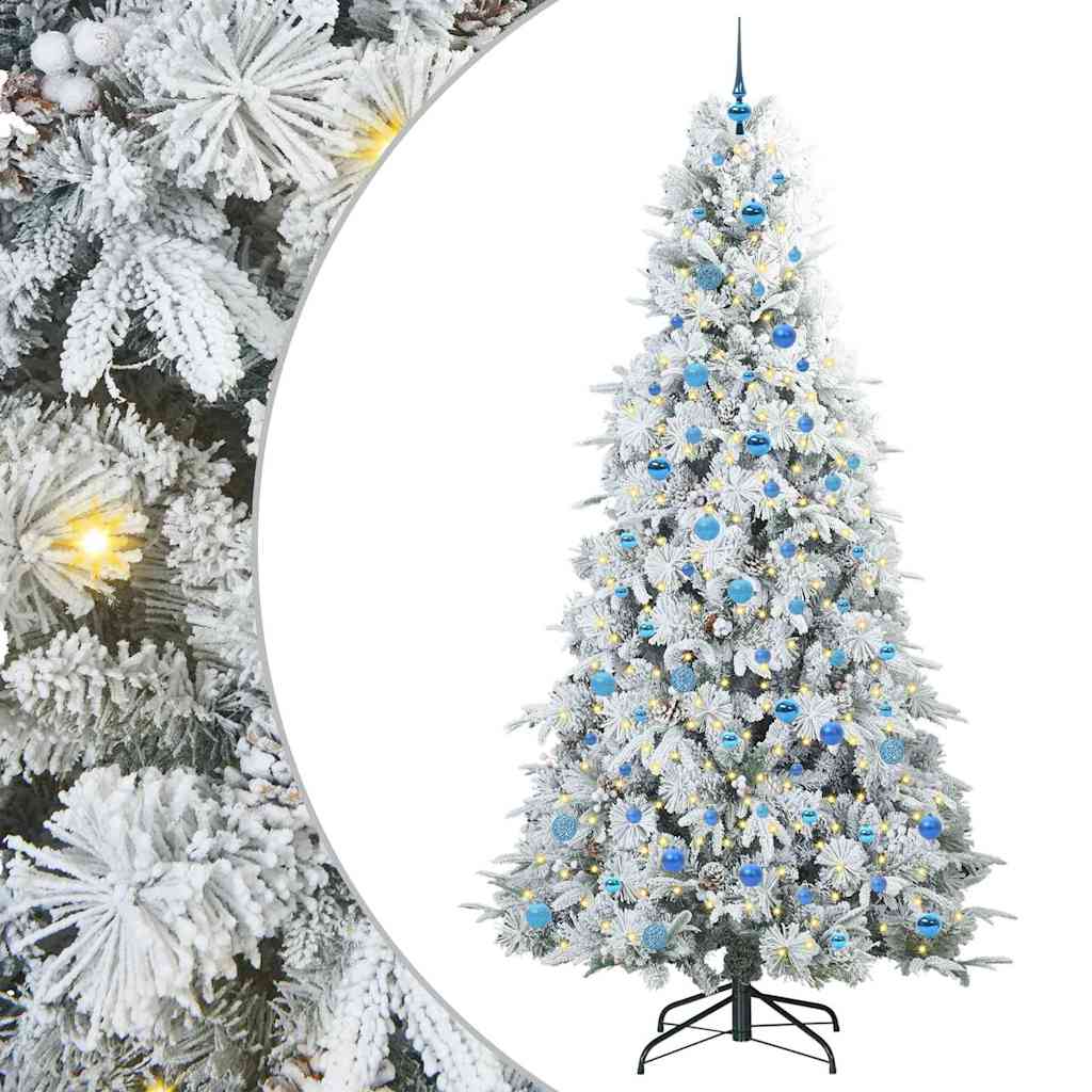 vidaXL Artificial Hinged Christmas Tree White 240 cm PE and PVC 2