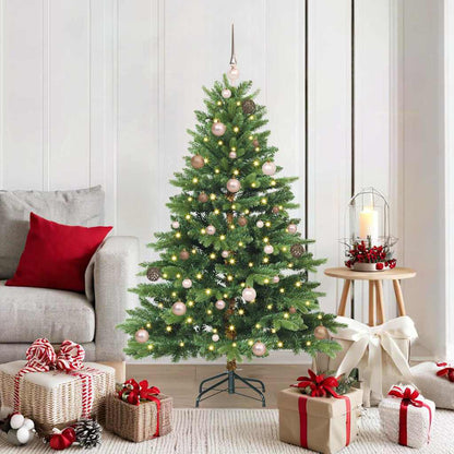 Artificial Christmas Tree with 150 LEDs PE and PVC Green 150 cm with LEDs &rose gold balls