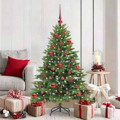 Artificial Christmas Tree with 150 LEDs PE and PVC Green 150 cm with LEDs &red balls