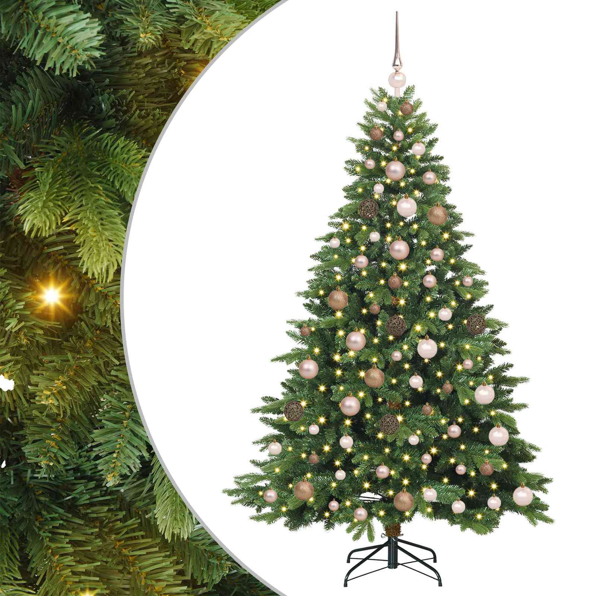 vidaXL Artificial Christmas Tree with 300 LEDs Green 180 cm PE and PVC 2