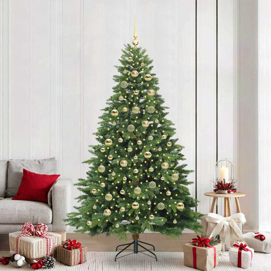 vidaXL Artificial Christmas Tree with 300 LEDs Green 210 cm PE and PVC 1