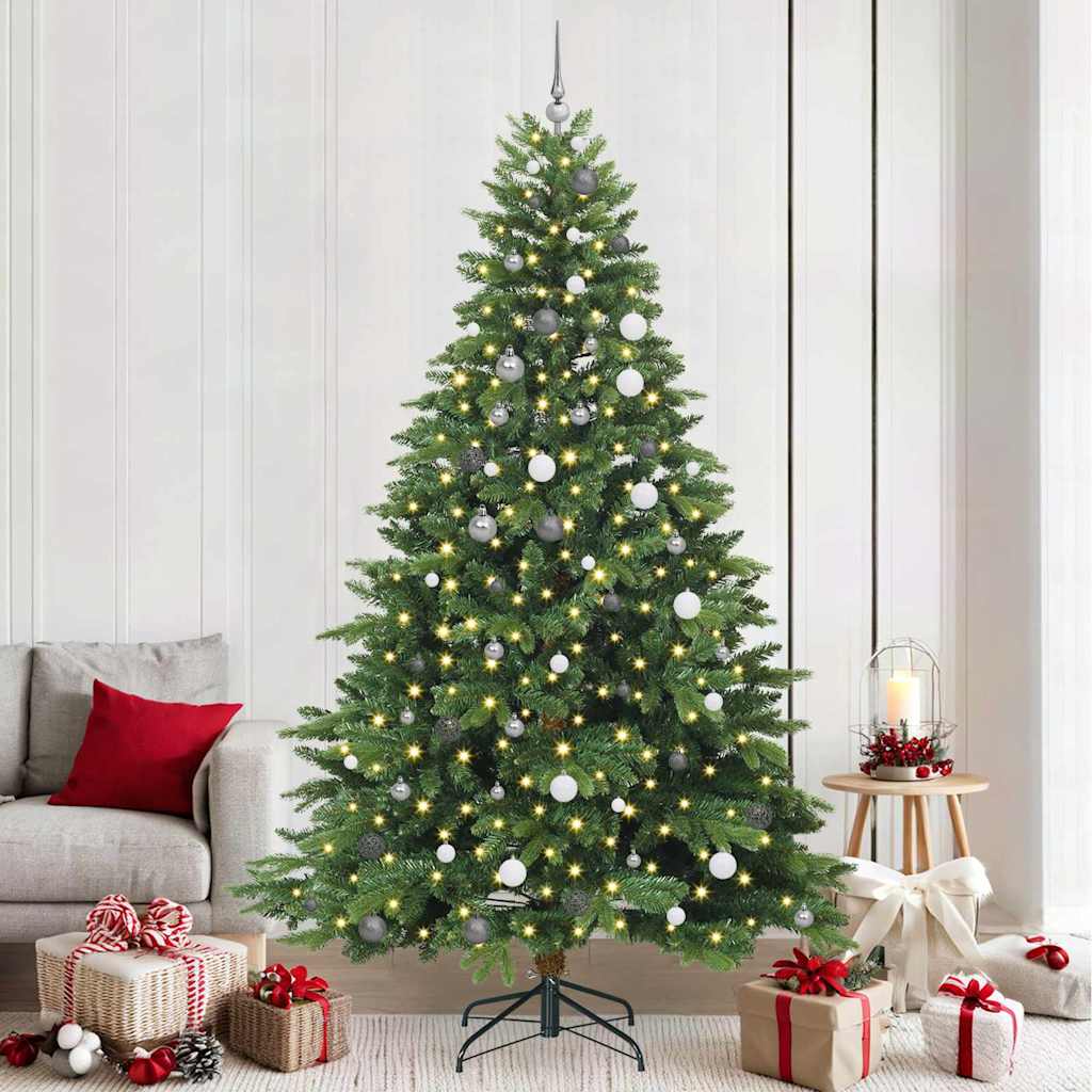 vidaXL Artificial Christmas Tree with 300 LEDs Green 240 cm PE and PVC 1