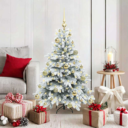 Artificial Christmas Tree with 150 LEDs PE and PVC White 120 cm with LEDs &gold balls