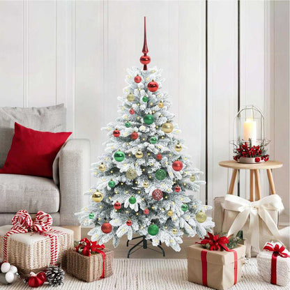 Artificial Christmas Tree with 150 LEDs PE and PVC White 120 cm with LEDs &multicolour balls