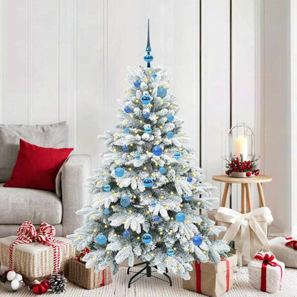 Artificial Christmas Tree with 150 LEDs PE and PVC White 150 cm with LEDs &blue balls