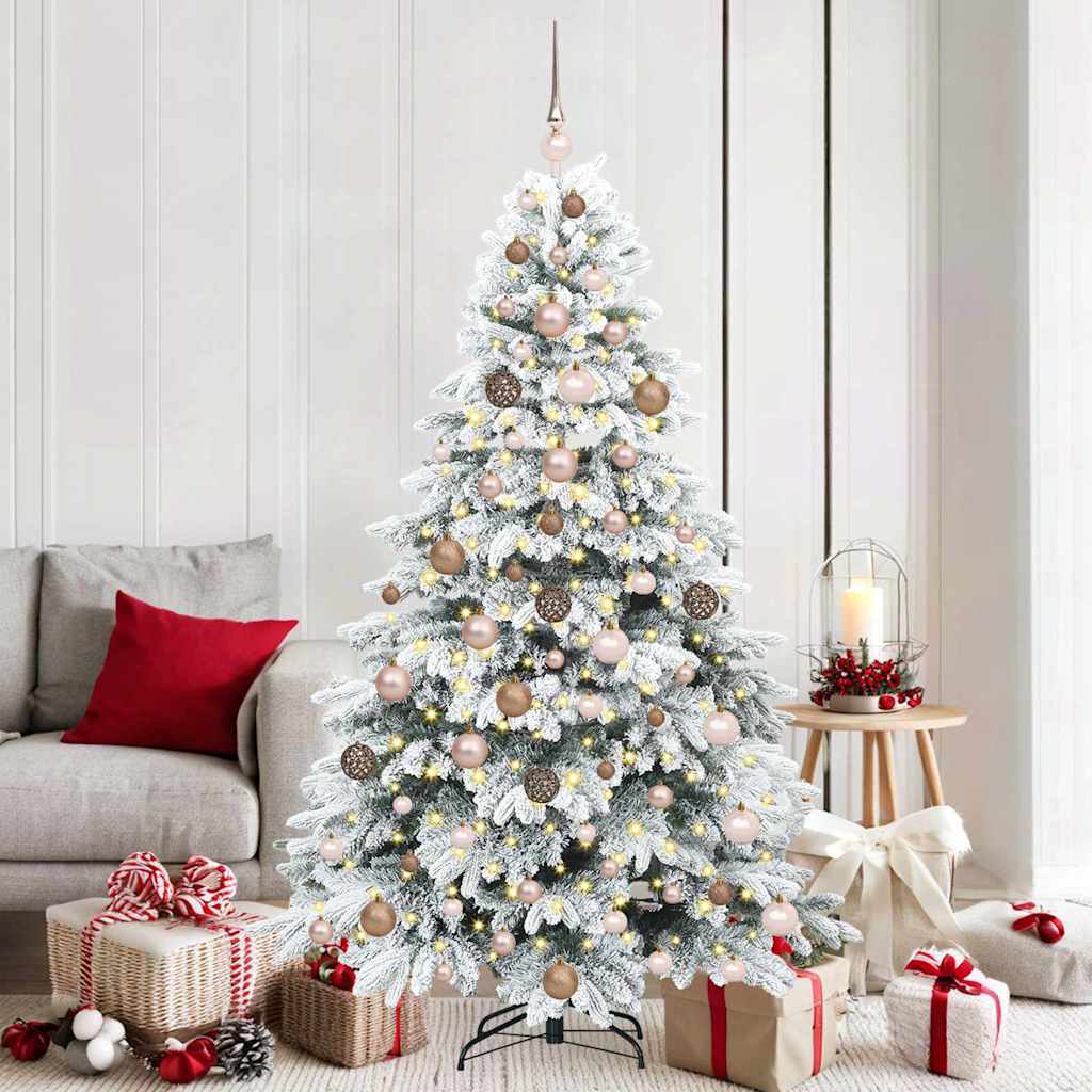 vidaXL Artificial Christmas Tree with 300 LEDs White 180 cm PE and PVC 1