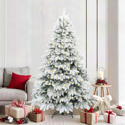 Artificial Christmas Tree with 300 LEDs PE and PVC White 210 cm with LEDs