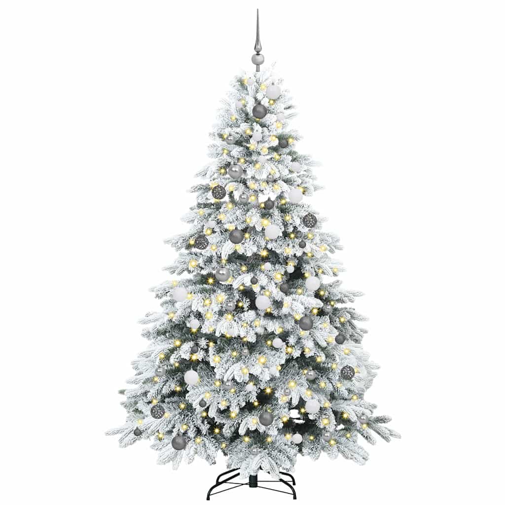 vidaXL Artificial Christmas Tree with 300 LEDs White 210 cm PE and PVC 3