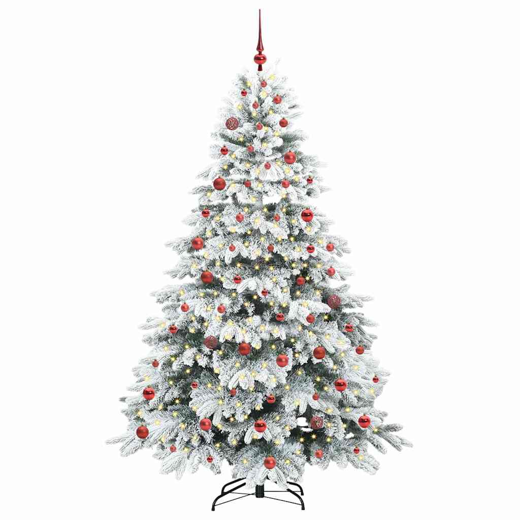 vidaXL Artificial Christmas Tree with 300 LEDs White 210 cm PE and PVC 3