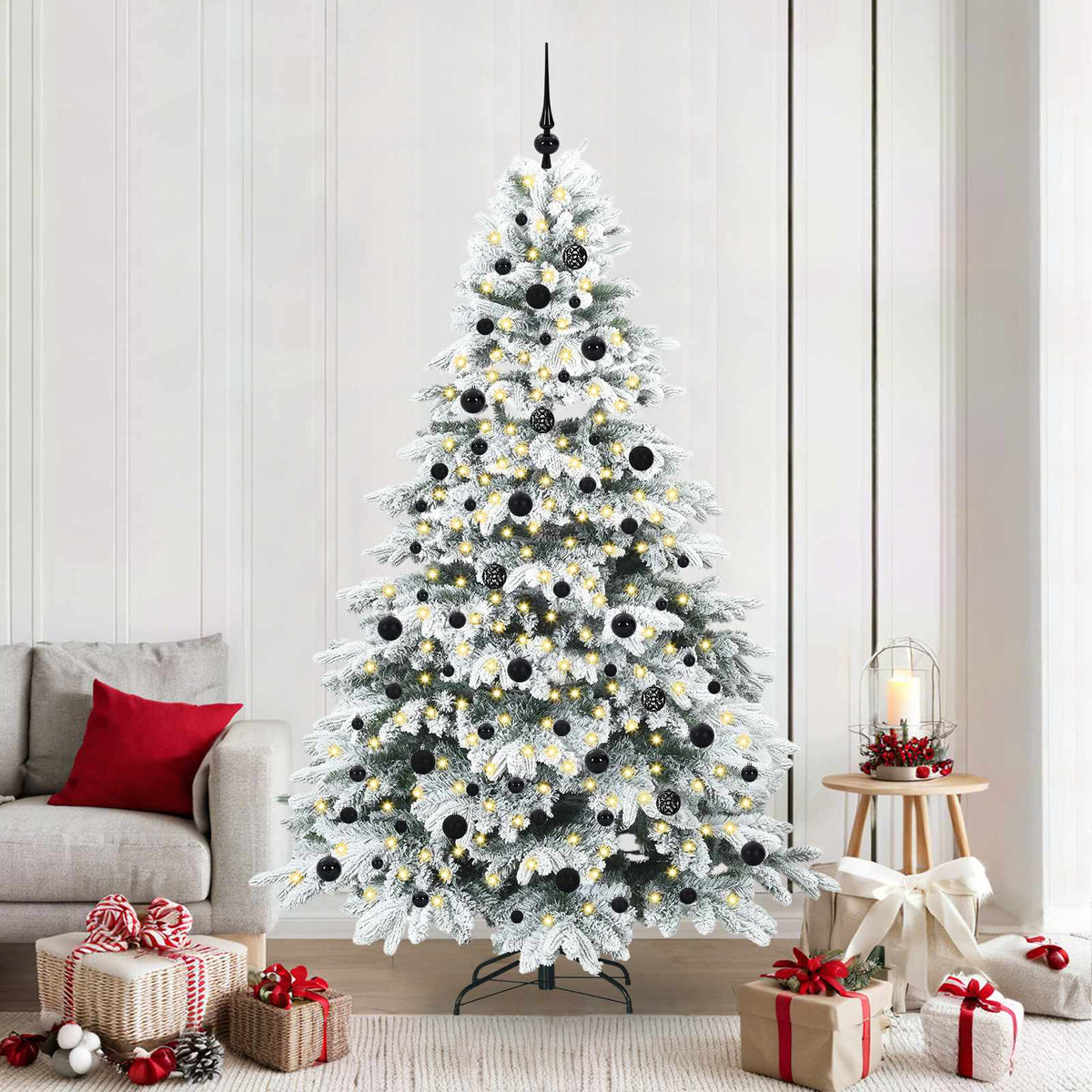 vidaXL Artificial Christmas Tree with 300 LEDs White 210 cm PE and PVC 1