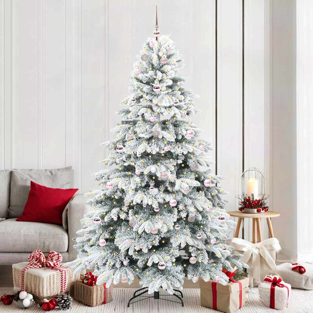 vidaXL Artificial Christmas Tree with 300 LEDs White 210 cm PE and PVC 1