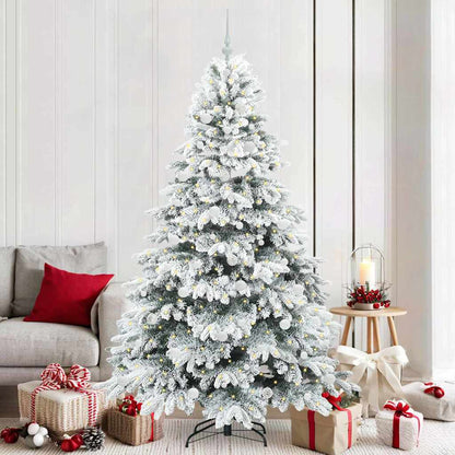 vidaXL Artificial Christmas Tree with 300 LEDs White 210 cm PE and PVC 1