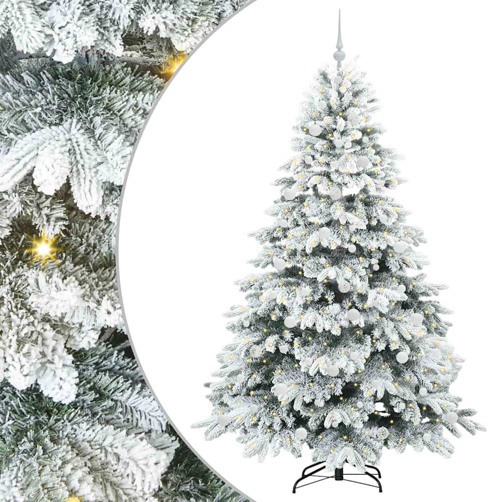 vidaXL Artificial Christmas Tree with 300 LEDs White 210 cm PE and PVC 2