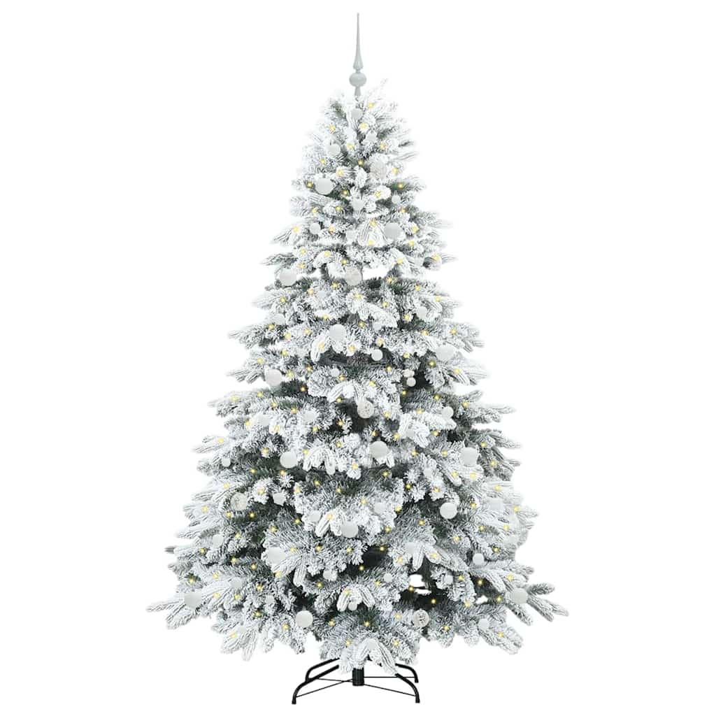 vidaXL Artificial Christmas Tree with 300 LEDs White 210 cm PE and PVC 3