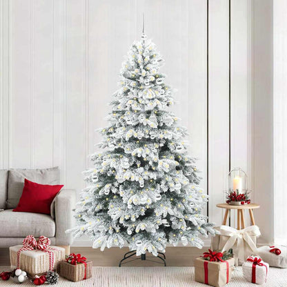 vidaXL Artificial Christmas Tree with 300 LEDs White 210 cm PE and PVC 1