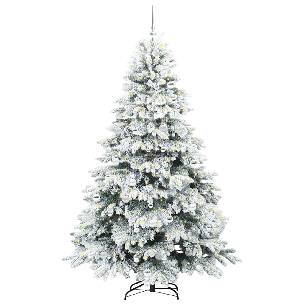 vidaXL Artificial Christmas Tree with 300 LEDs White 210 cm PE and PVC 3
