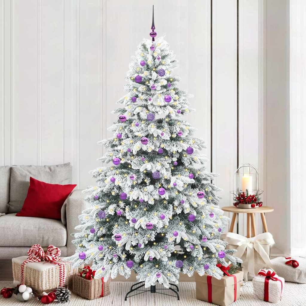 vidaXL Artificial Christmas Tree with 300 LEDs White 210 cm PE and PVC 1