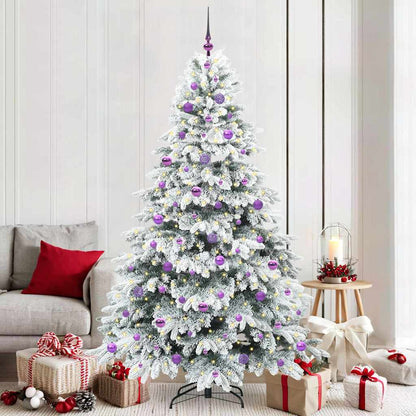 vidaXL Artificial Christmas Tree with 300 LEDs White 210 cm PE and PVC 1