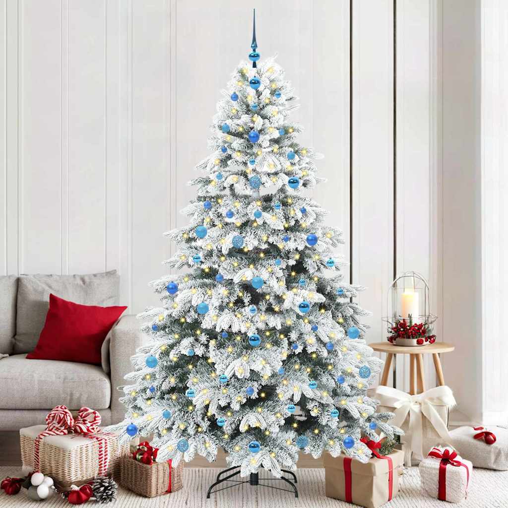 vidaXL Artificial Christmas Tree with 300 LEDs White 210 cm PE and PVC 1
