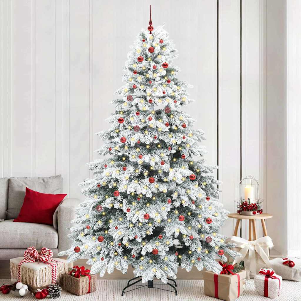 vidaXL Artificial Christmas Tree with 300 LEDs White 240 cm PE and PVC 1