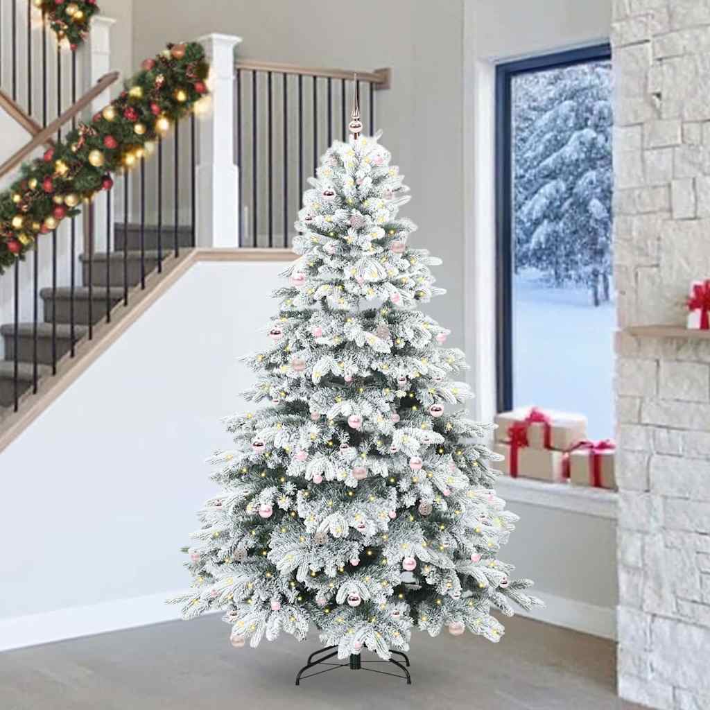 vidaXL Artificial Christmas Tree with 300 LEDs White 240 cm PE and PVC 1